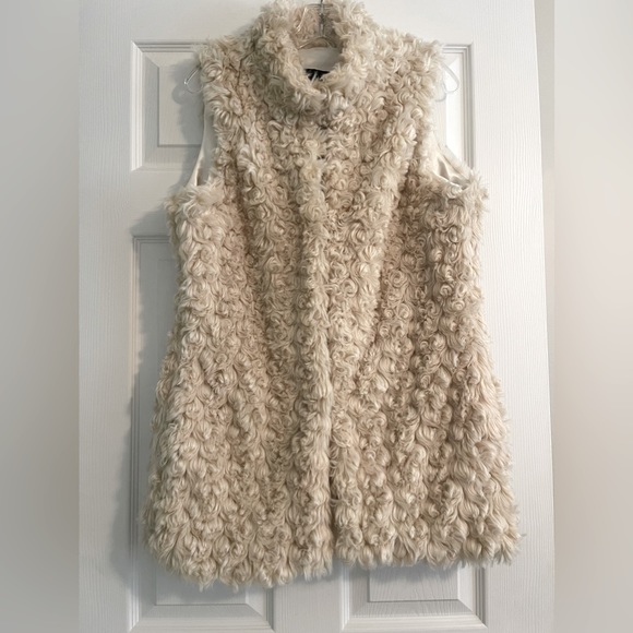 Live a Little Jackets & Blazers - Live A Little Cream Faux Fur Long Vest Large